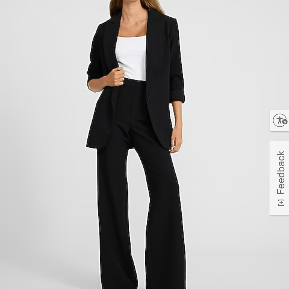 Express Black Women's Editor Flare Mid Rise Pants